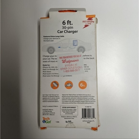 NEW Tech & Go 30-pin Car Charger for Apple Devices - Older Model Accesories - Picture 3 of 5